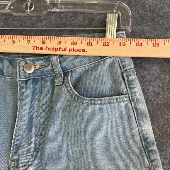 MY LITTLE MUSHROOM BIU High Rise Cropped Light Wash Blue Denim Jeans Size Small - Picture 3 of 10